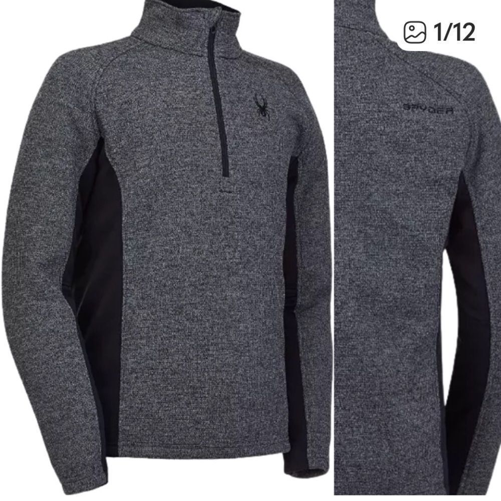 Spyder Outbound Grey 1/4 Zip Core Pullover Sweater Size XL layer for skiing